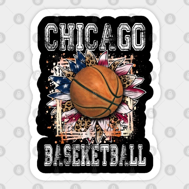 American Flag Personalized Chicago Proud Name Basketball Sticker by Irwin Bradtke